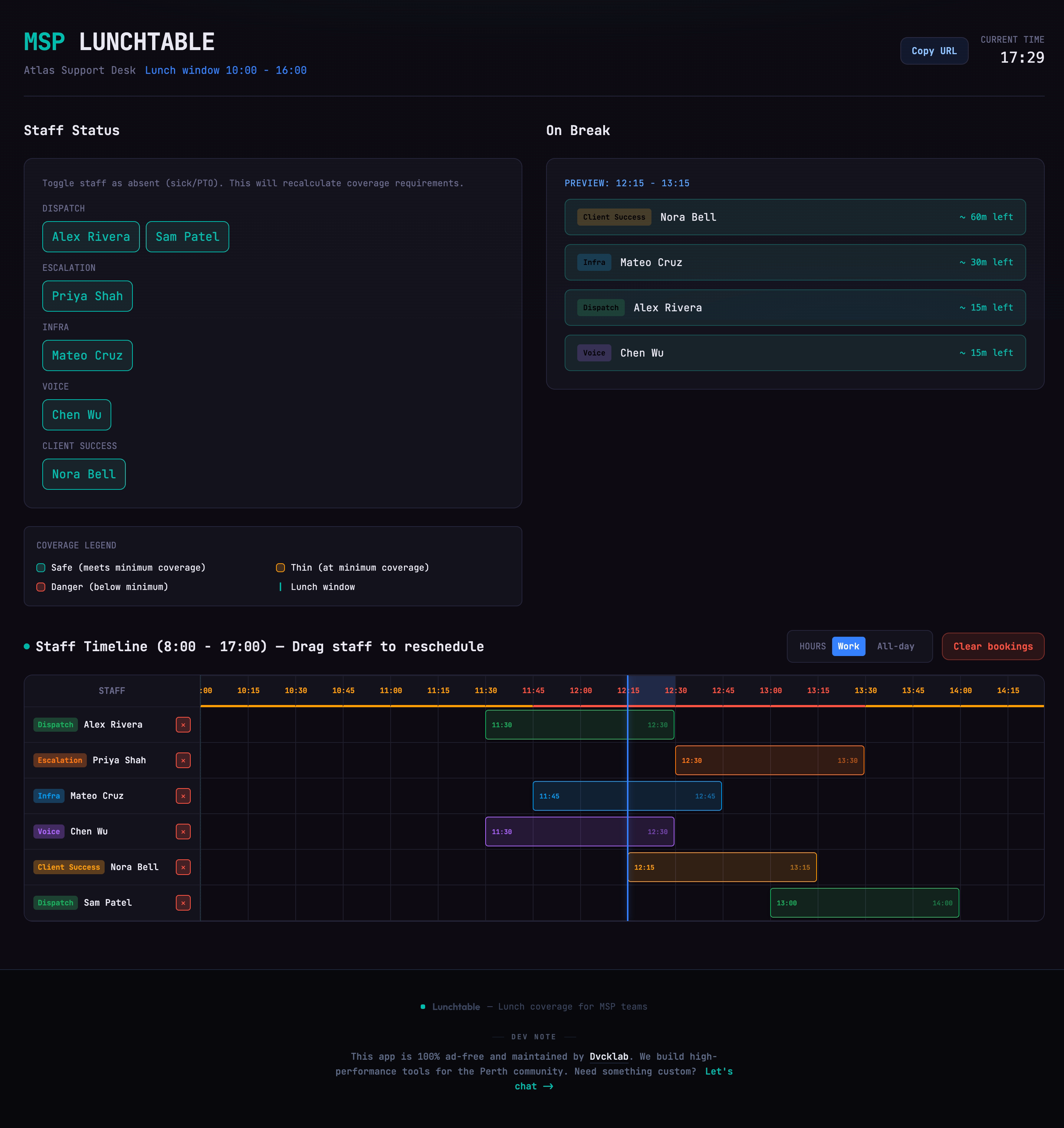 MSP Lunchtable website preview