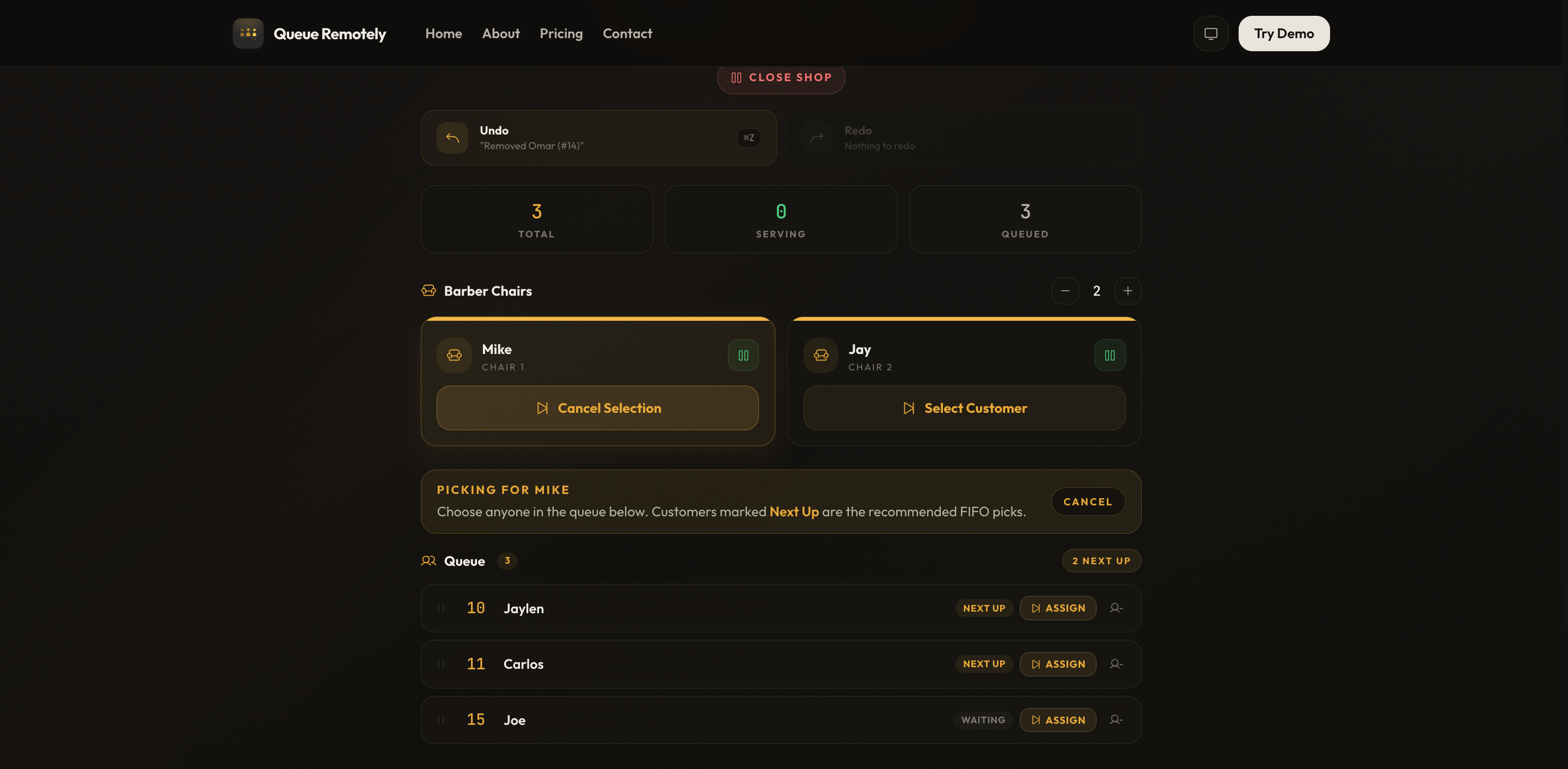 Queue Remotely website preview