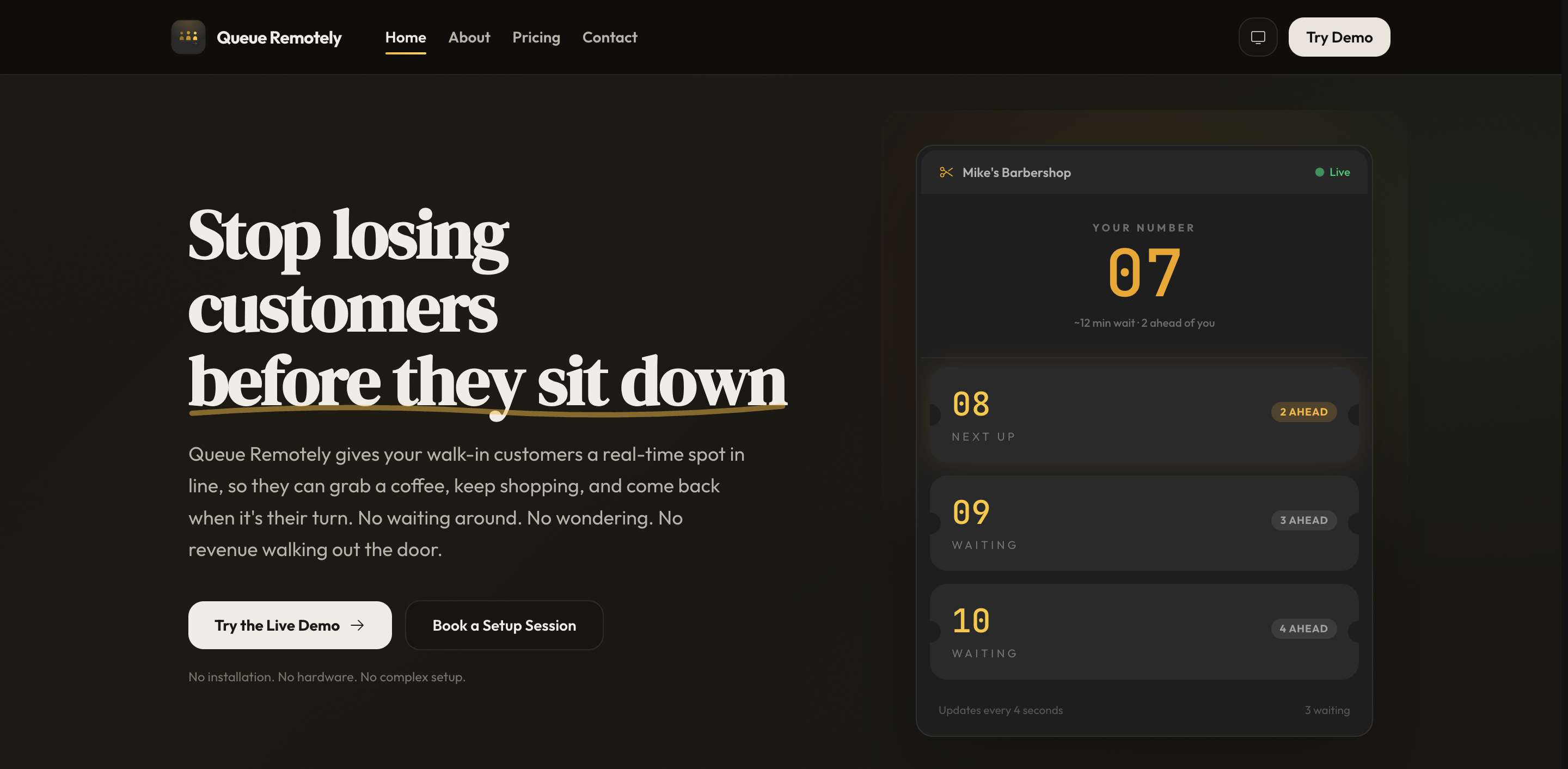 Queue Remotely — design 2